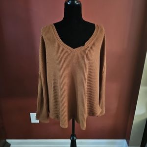 Sz 1XL sweet lovely clay waffle knit sweatshirt